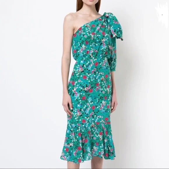 green emerald velvet dress Saloni Women's Grace Short Dress